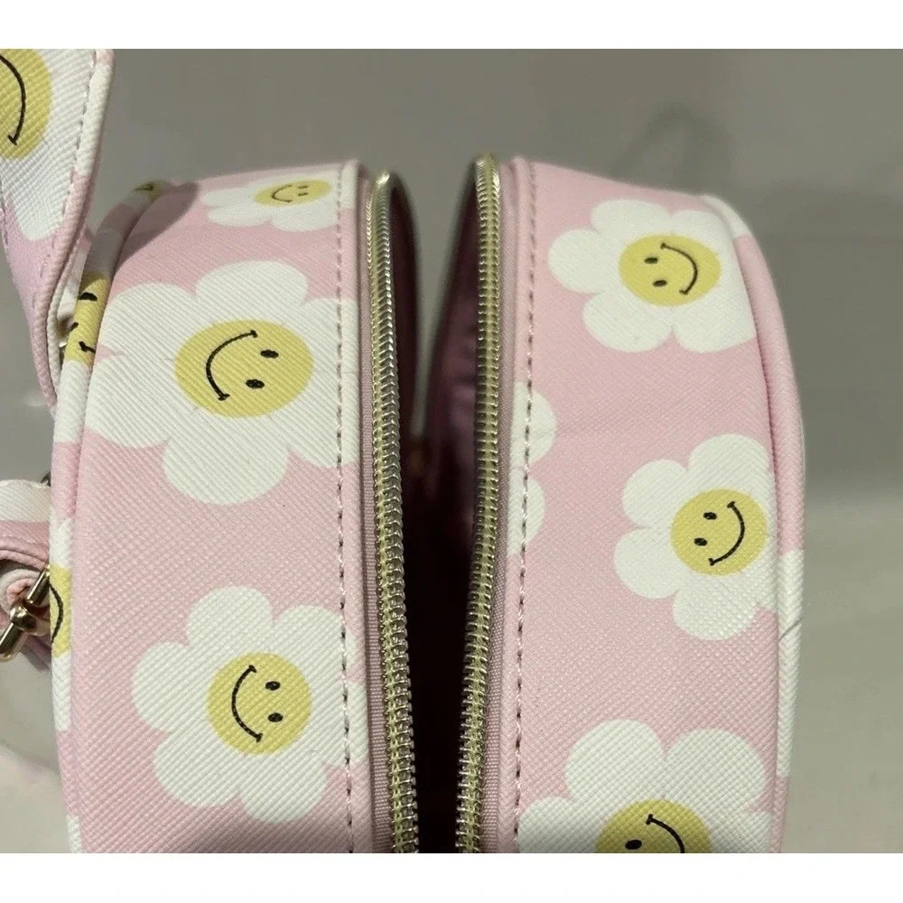 New Underonesky Pink‎ Mini Flower Backpack Smiling Flower emoji Purse Lounge Bag